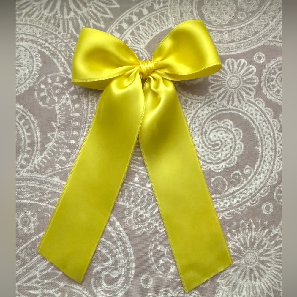Yellow Satin Hair Bow for Kids
